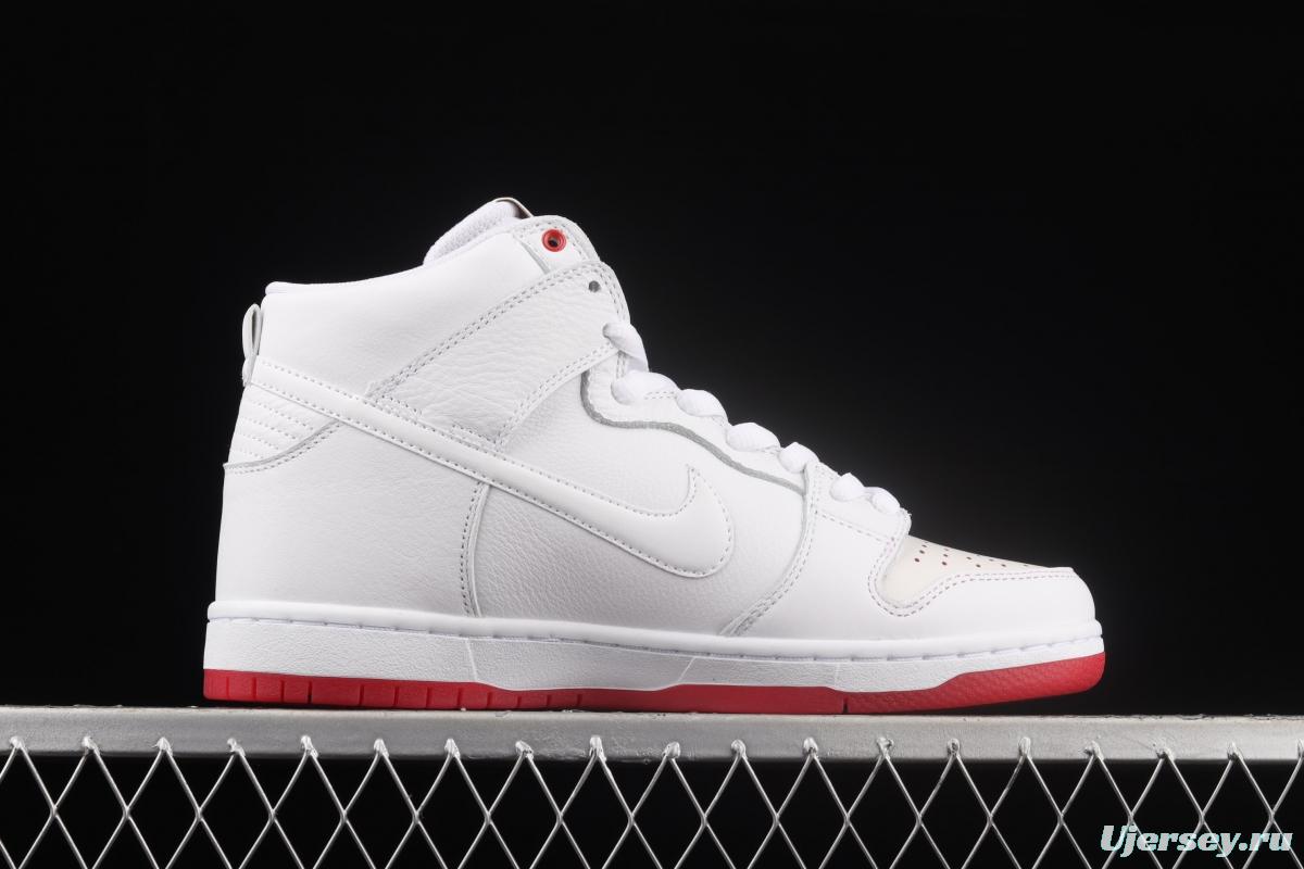 NIKE DUNK SB Zoom High Pro Qs white and red scraping, white coconut SB crushing rebounds, high upper shoes AH9613-116