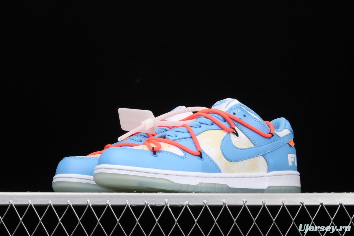 OFF-White x Futura x DUNK OW Coast joint model North Carolina blue color retro skateboard shoes DD0856-403