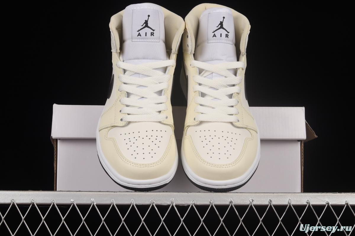 Air Jordan 1 Mid milk white coconut milk Zhongbang basketball shoes BQ6472-121
