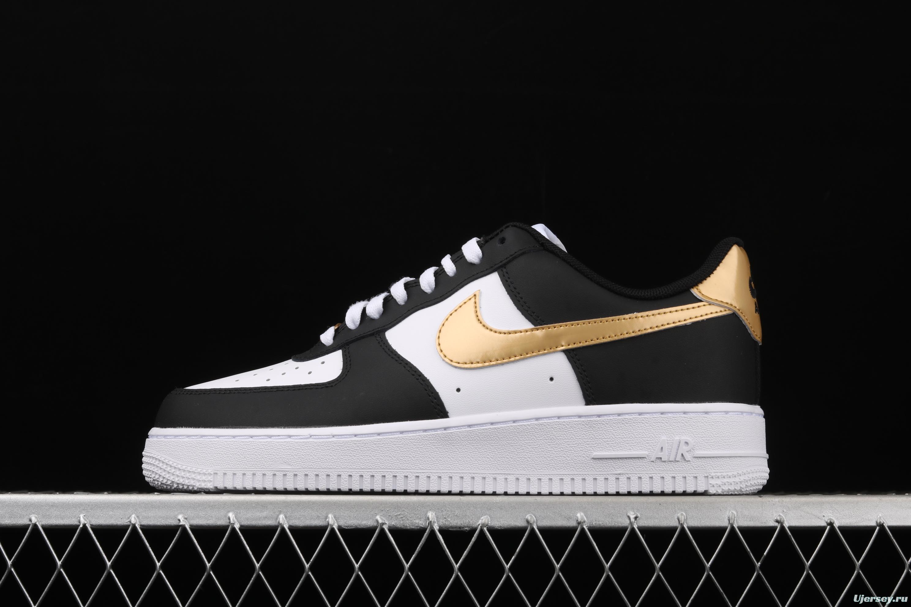 NIKE Air Force 1' 07 Lx black gold low upper shoes CZ9189-001