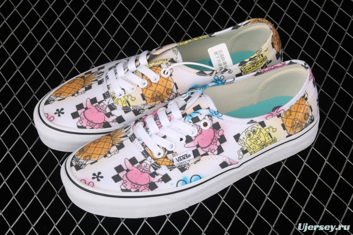 SpongeBob x Vans Authentic color printing cartoon limited edition low-top casual board shoes VN0ASHZSZAS