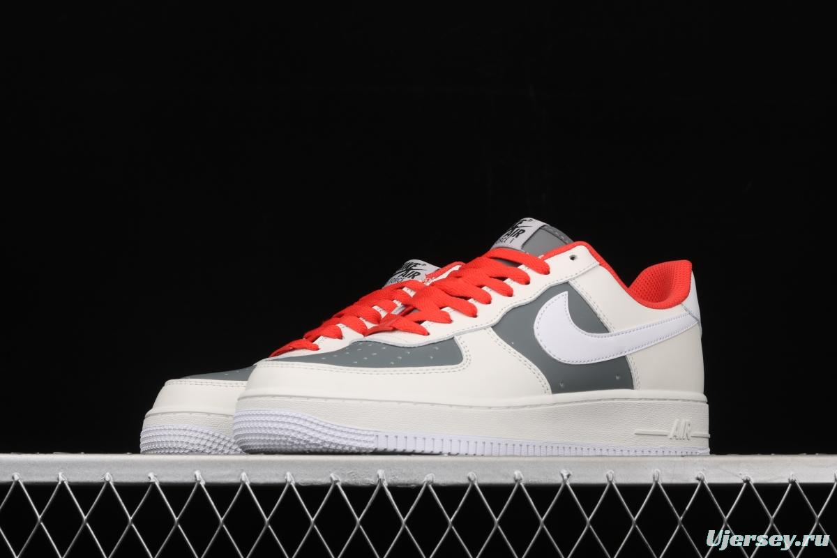 NIKE Air Force 1' 07 Low gray-red pigeon color matching low-top casual board shoes CT3427-900