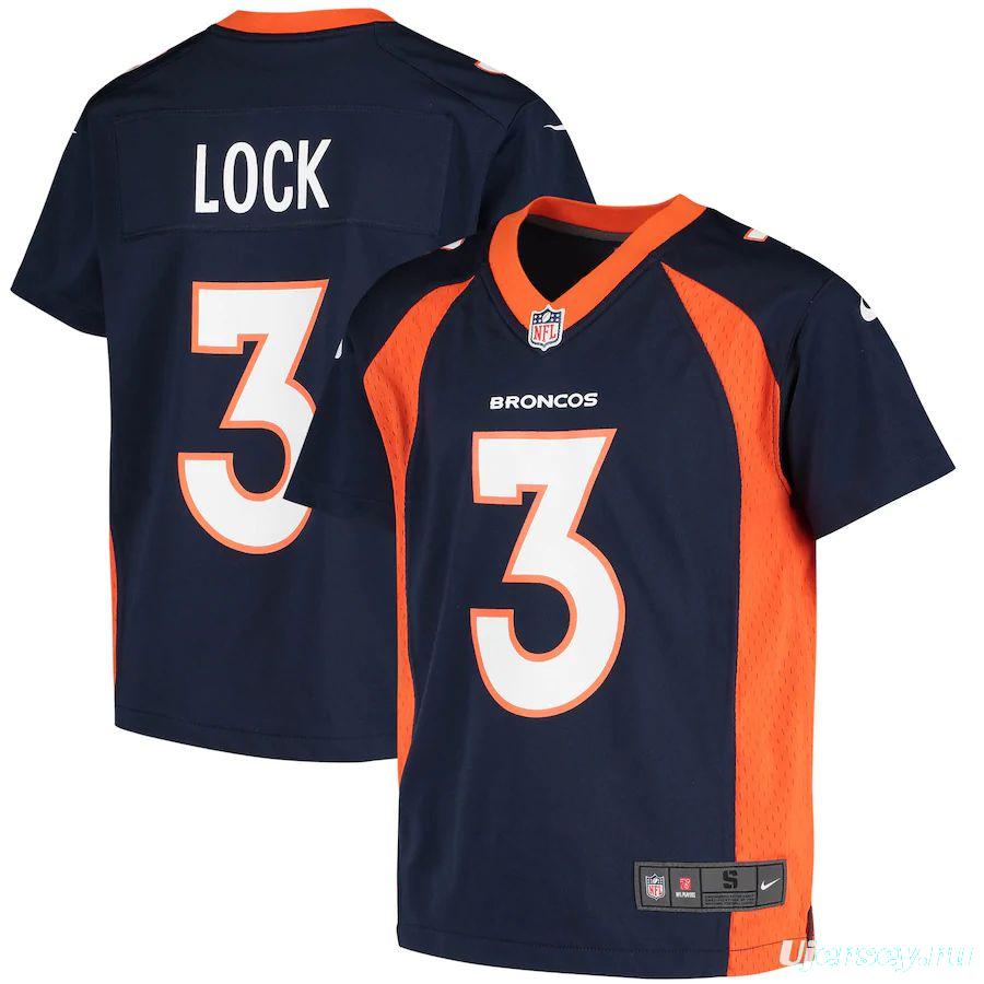 Youth Drew Lock Navy Player Limited Team Jersey