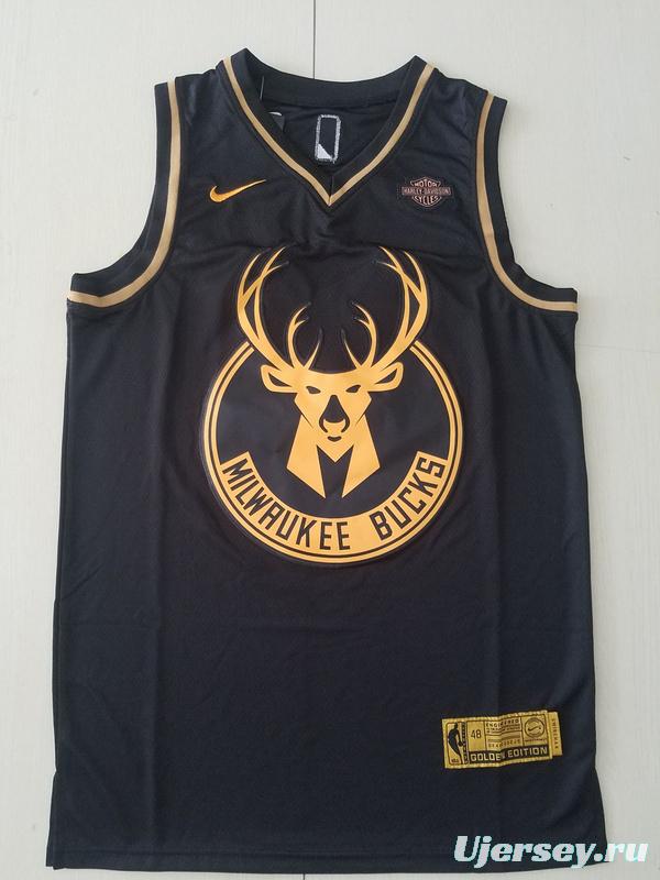 Giannis Antetokounmpo 34 Black Golden Edition Jersey