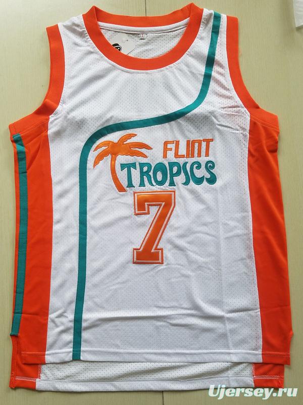 Flint Tropics 7 Coffee Black Basketball Jersey Semi Pro Team New