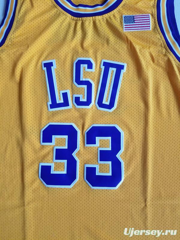 Shaquille O'Neal 33 LSU College Yellow Basketball Jersey