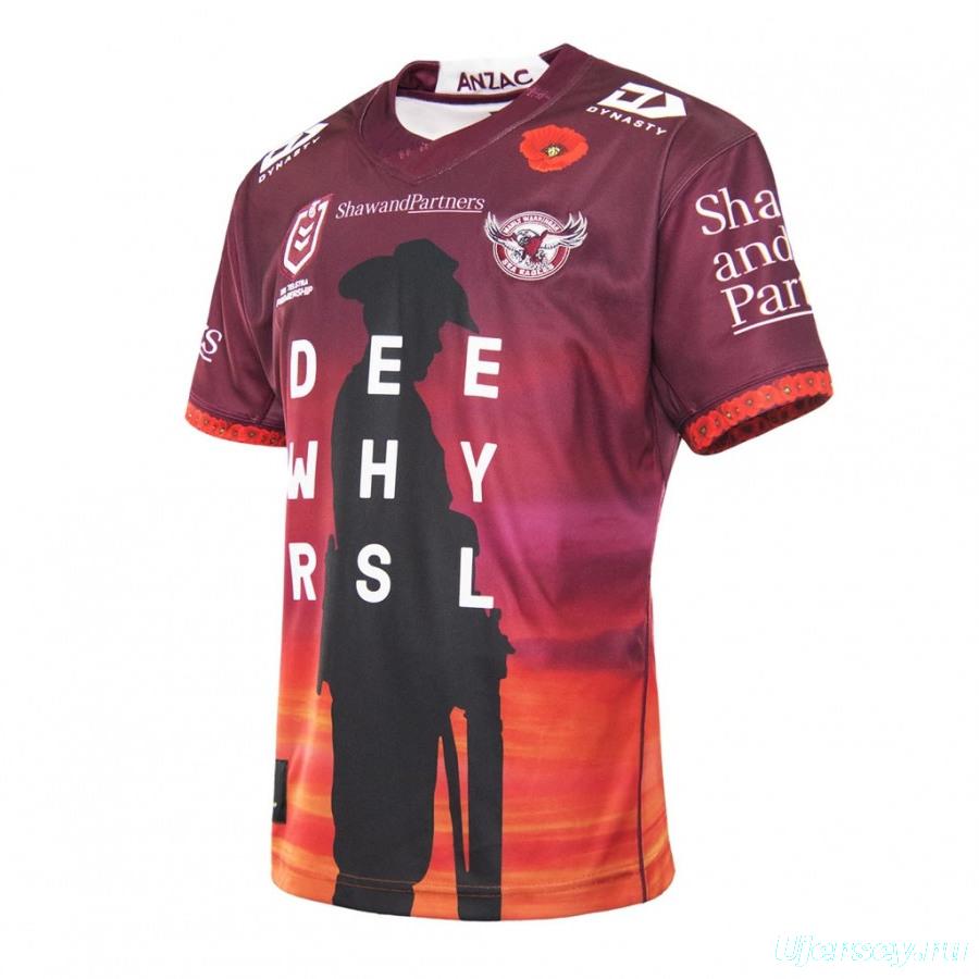 Manly Warringah Sea Eagles 2021 Mens Anzac Rugby Jersey