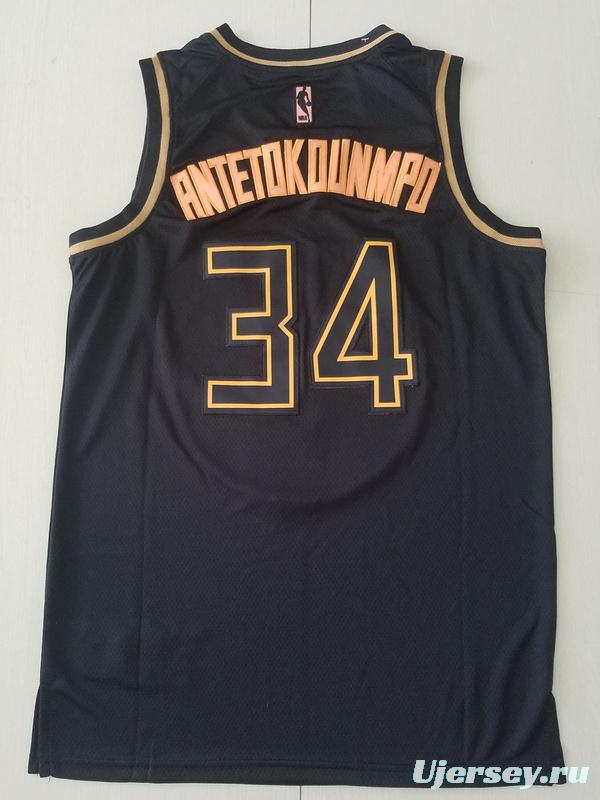 Giannis Antetokounmpo 34 Black Golden Edition Jersey