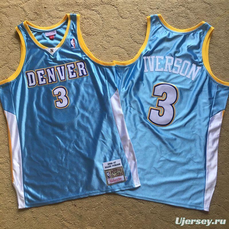 Men's Allen Iverson Sky Blue Retro Classic Team Jersey