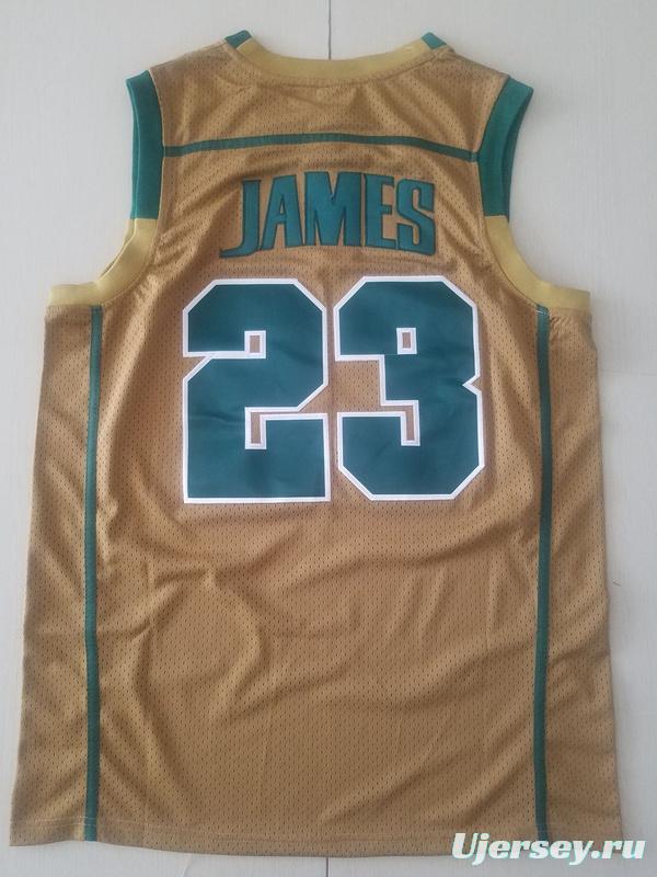LeBron James 23 Irish High School Yellow Basketball Jersey