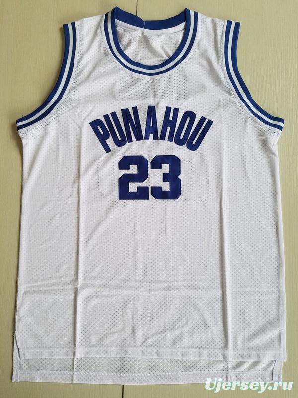 EJ Barack Obama 23 Punahou High White Basketbal Jersey