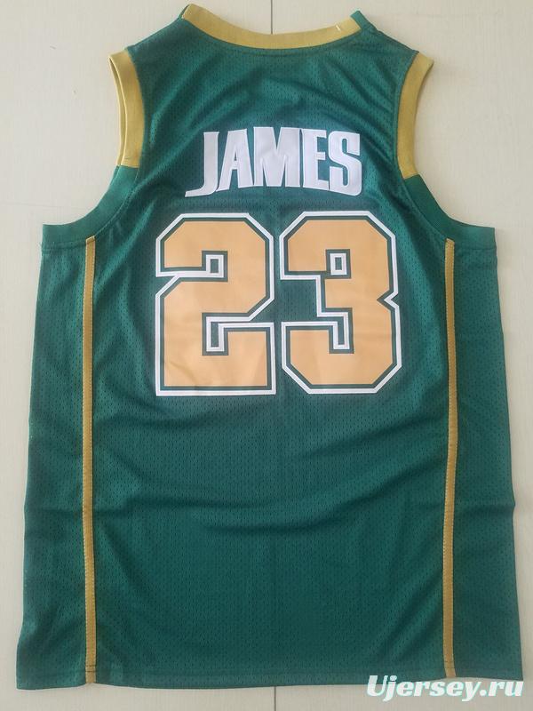 LeBron James 23 Irish High School Green Basketball Jersey