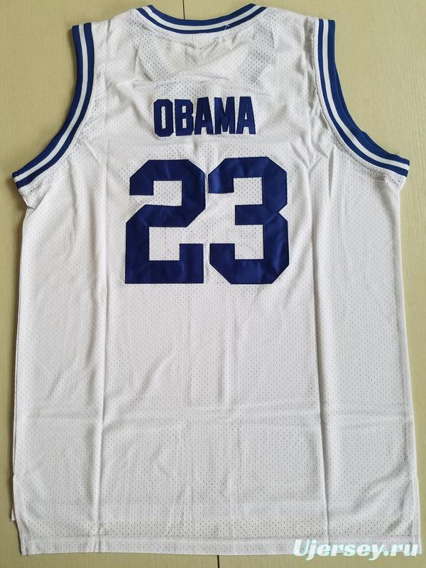 EJ Barack Obama 23 Punahou High White Basketbal Jersey