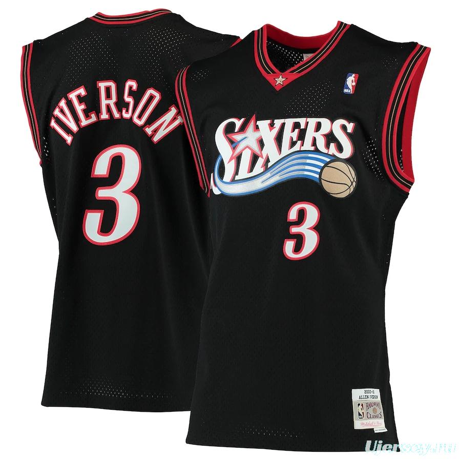 Men's Allen Iverson Black 2000-01 Retro Classics Team Jersey