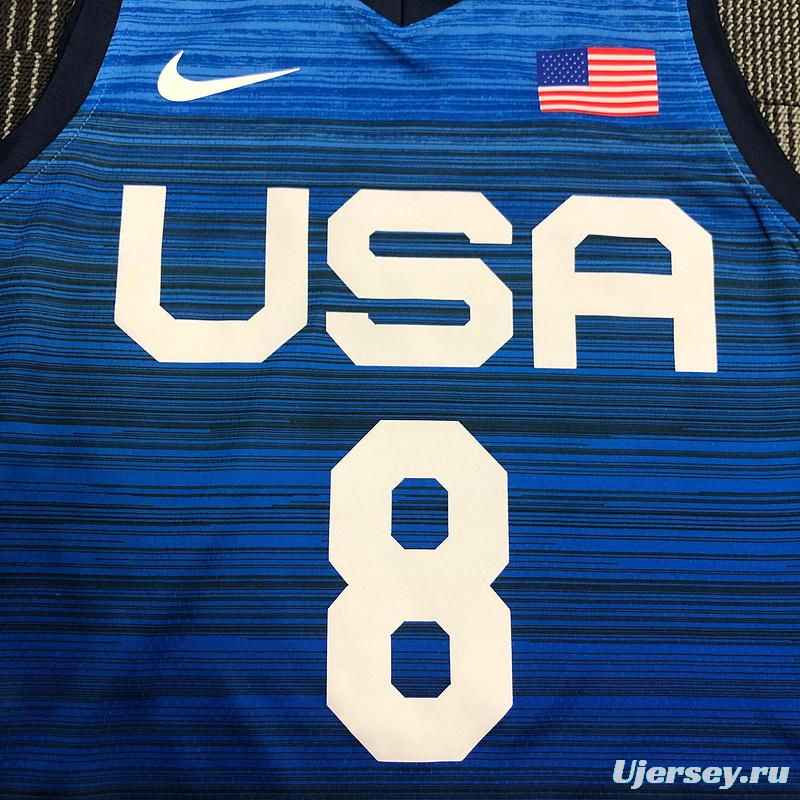 Thai Version Men's Khris Middleton Navy USA Basketball Player Jersey