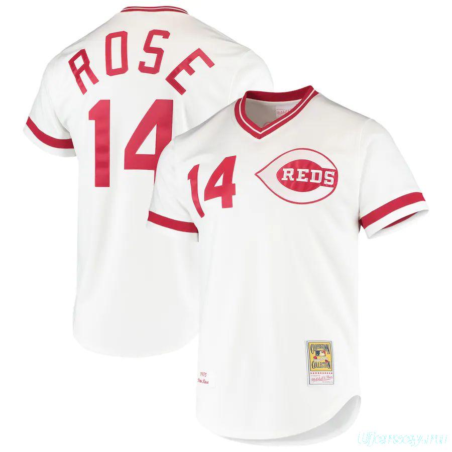 Men's Pete Rose White Cooperstown Collection Throwback Jersey