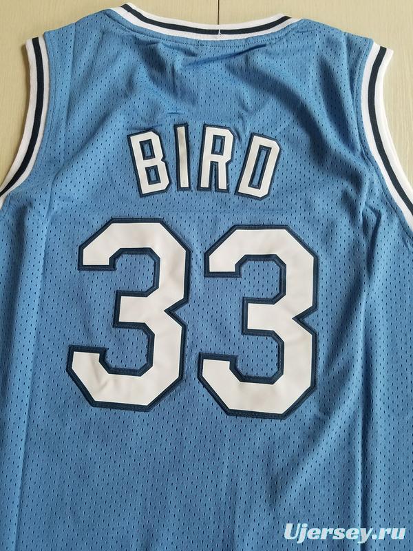 Larry Bird 33 Indiana State College Light Blue Basketball Jersey