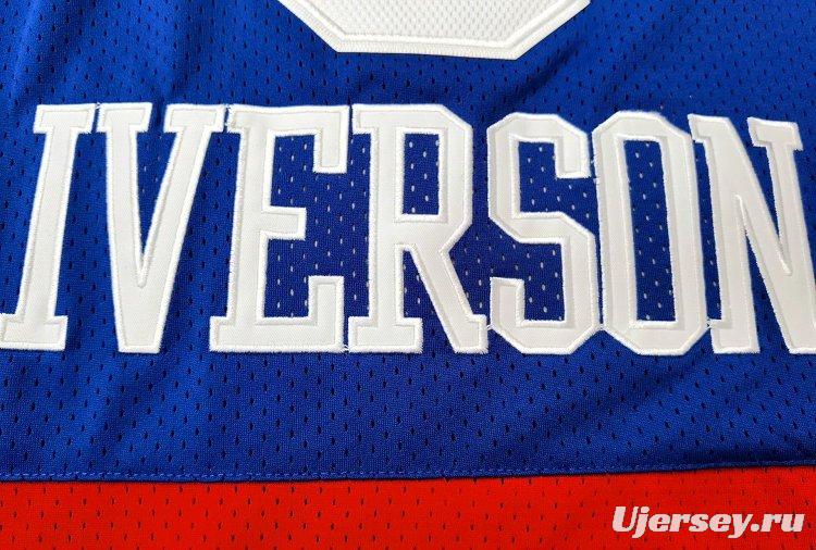 Men's Allen Iverson Blue And Red Retro Classic Team Jersey