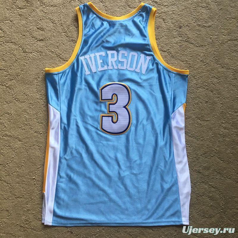 Men's Allen Iverson Sky Blue Retro Classic Team Jersey