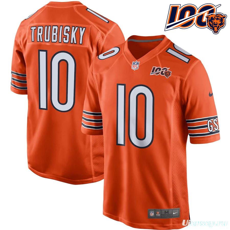 Men's Mitchell Trubisky Orange 100th Season Player Limited Team Jersey