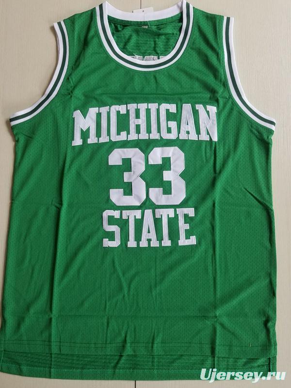 Magic Johnson 33 Michigan State College Green Basketball Jersey