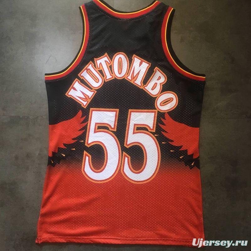 Men's Dikembe Mutombo Black And Red Retro Classic Team Jersey