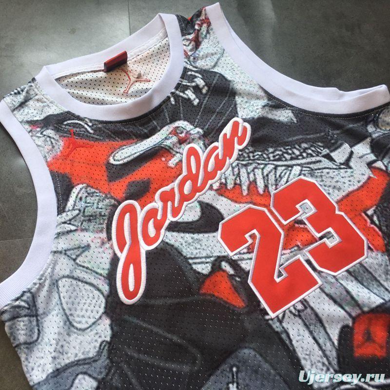 Men's Michael Jordan Gray And Red Retro Classic Team Jersey