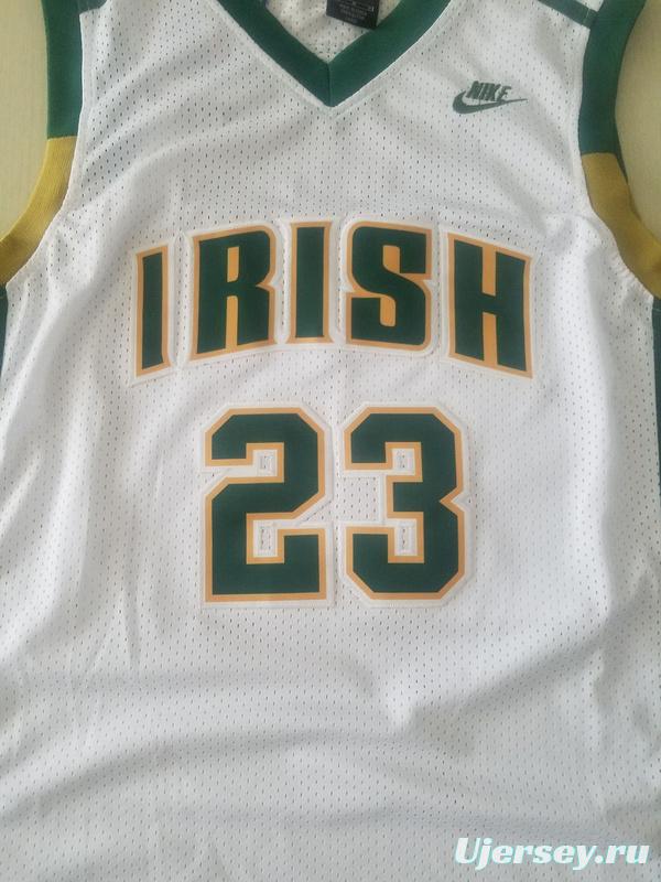 LeBron James 23 Irish High School White Basketball Jersey