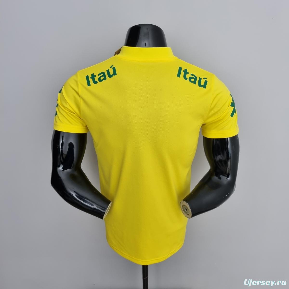 LOW NECK POLO BRAZIL YELLOW Soccer Jersey