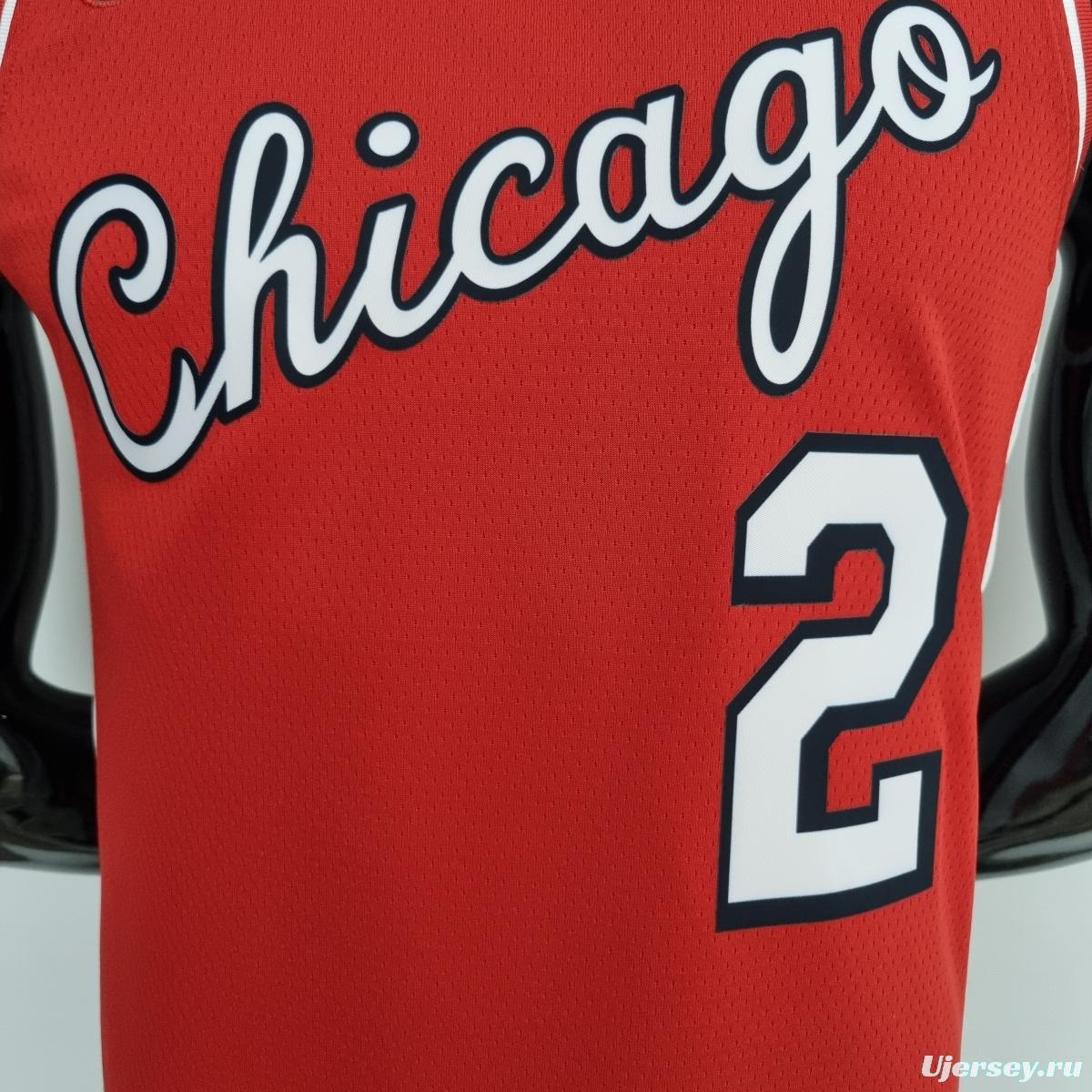 75th Anniversary 2022 Season Chicago Bulls BALL #2 City Edition Red NBA Jersey