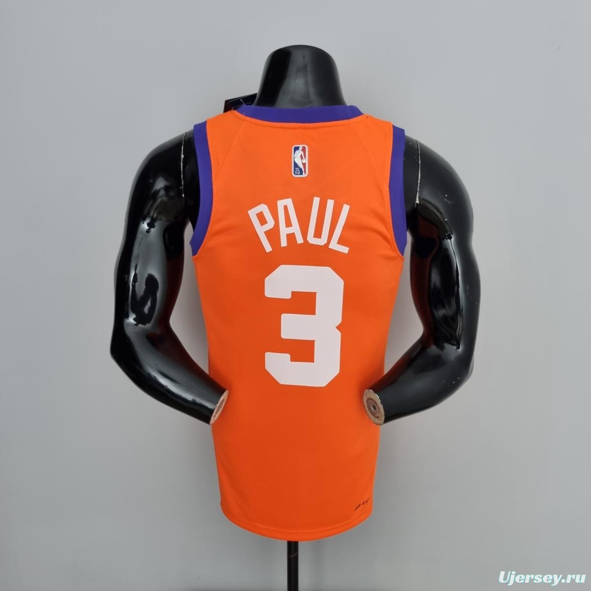 75th Anniversary PAUL#3 Phoenix Suns Jordan Theme Orange NBA Jersey