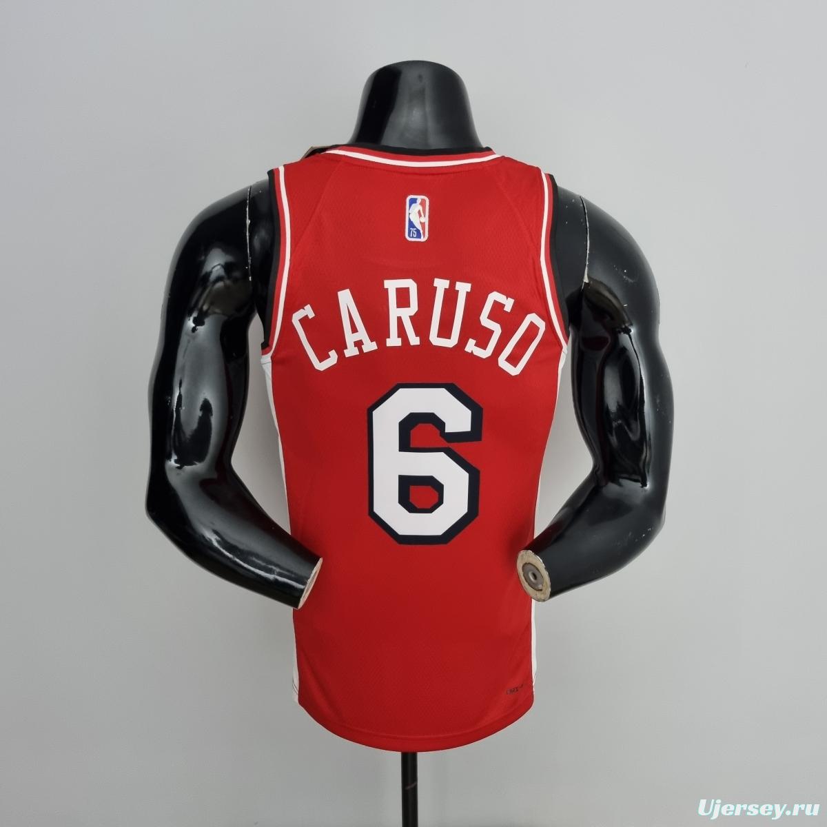 75th Anniversary 2022 Season Chicago Bulls CARUSO #6 City Edition Red NBA Jersey