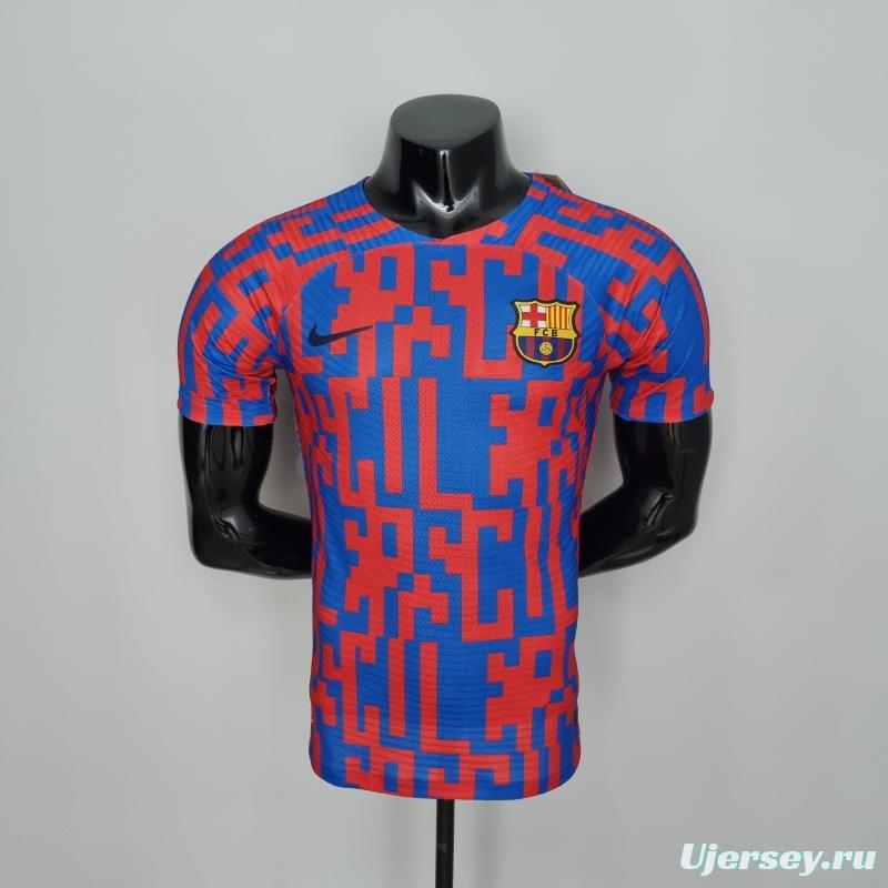 22/23 Barcelona Player Version Pre-match Jersey Red and Blue