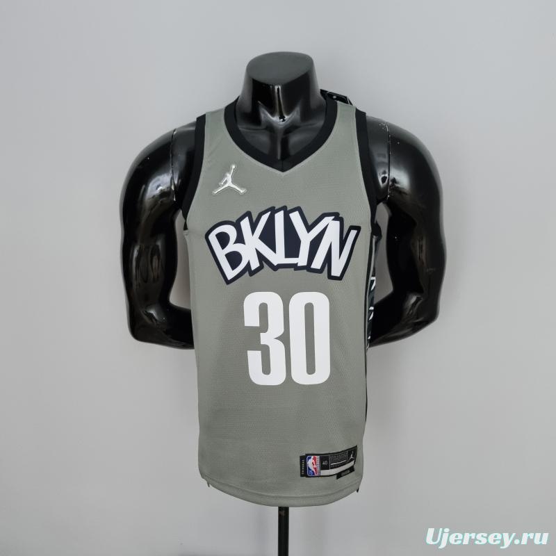 75th Anniversary Curry #30 Brooklyn Nets City Edition Gray NBA Jersey