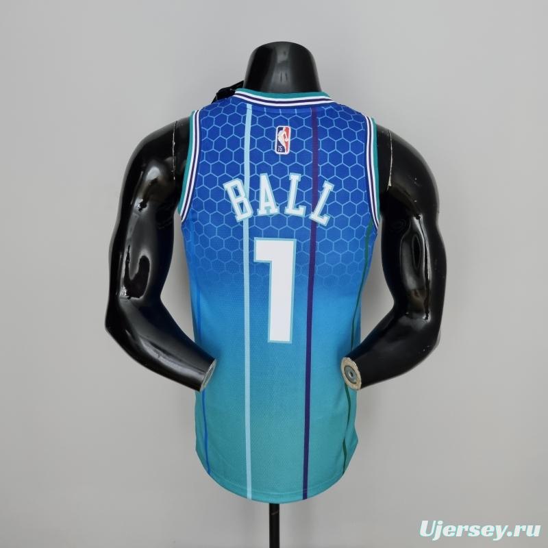 2022 BALL#1 Charlotte Hornets City Edition Blue NBA Jersey