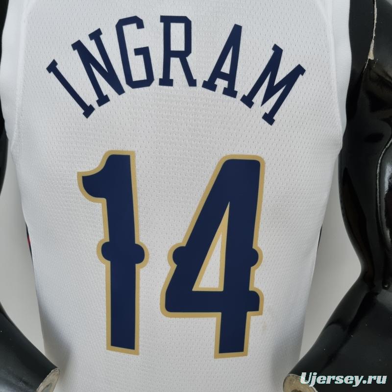 75th Anniversary New Orleans Pelicans Ingram #14 White NBA Jersey