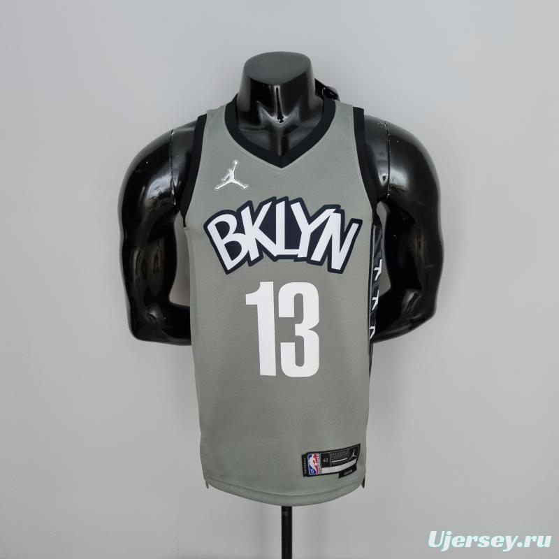 75th Anniversary Harden #13 Brooklyn Nets City Edition Gray NBA Jersey