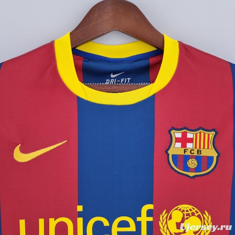 Retro 10/11 Barcelona Long Sleeve Home Soccer Jersey