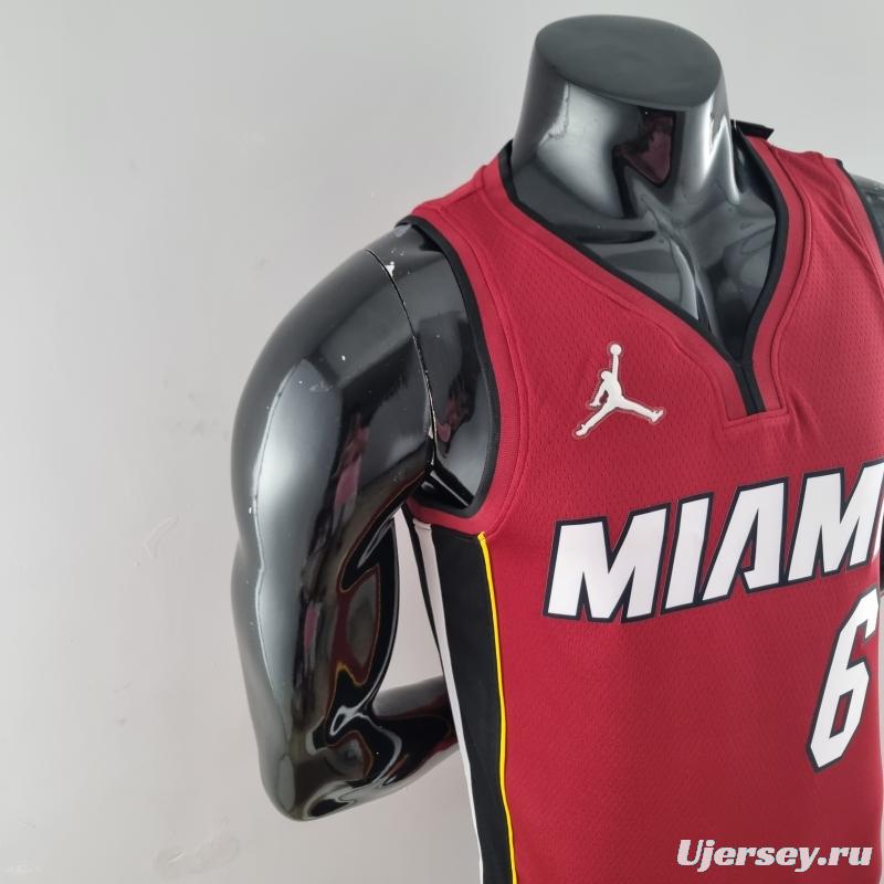 75th Anniversary Miami Heat Jordan JAMES #6 Burgundy NBA Jersey
