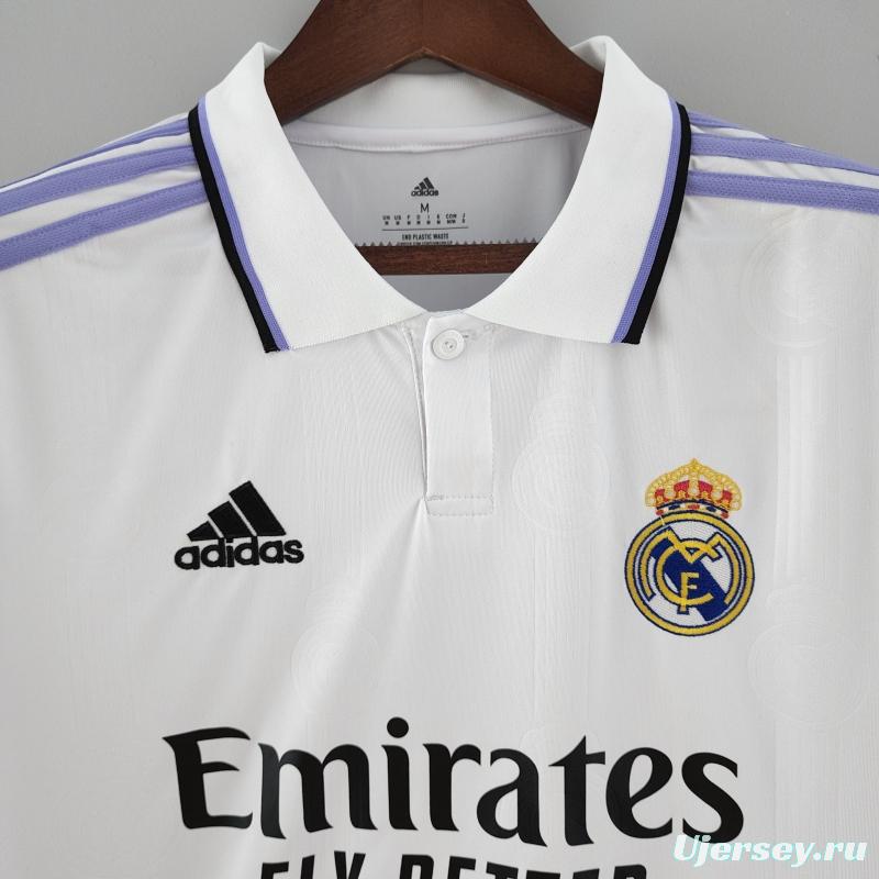 22/23 Long Sleeve Real Madrid Home  Soccer Jersey