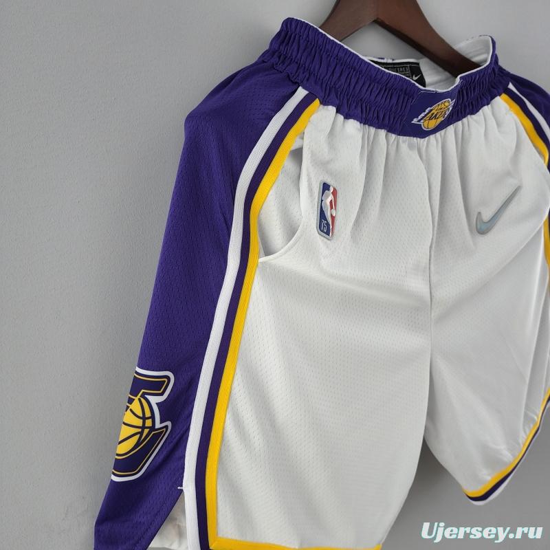 75th Anniversary Los Angeles Lakers White NBA Shorts 