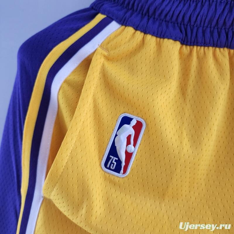 75th Anniversary Los Angeles Lakers Yellow NBA Shorts