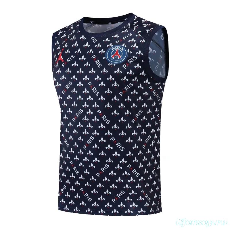 22/23PSG Royal Blue Flower Dot Pre-match Training Jersey Vest