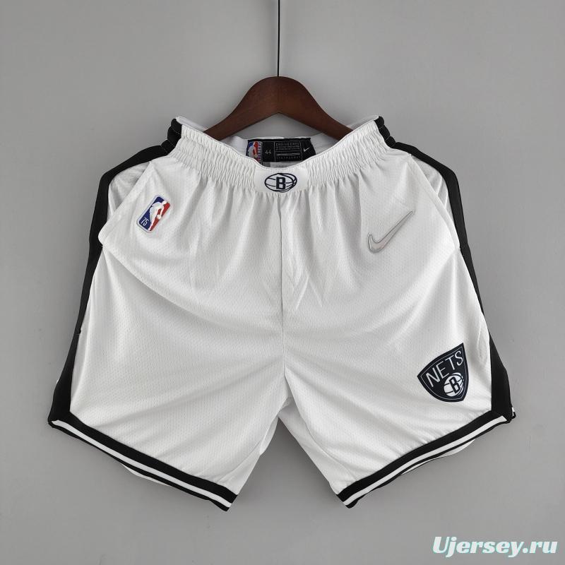 75th Anniversary Brooklyn Nets White NBA Shorts