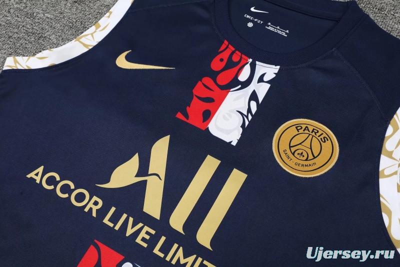 22/23PSG Royal Blue Golden Shield Pre-match Training Jersey Vest