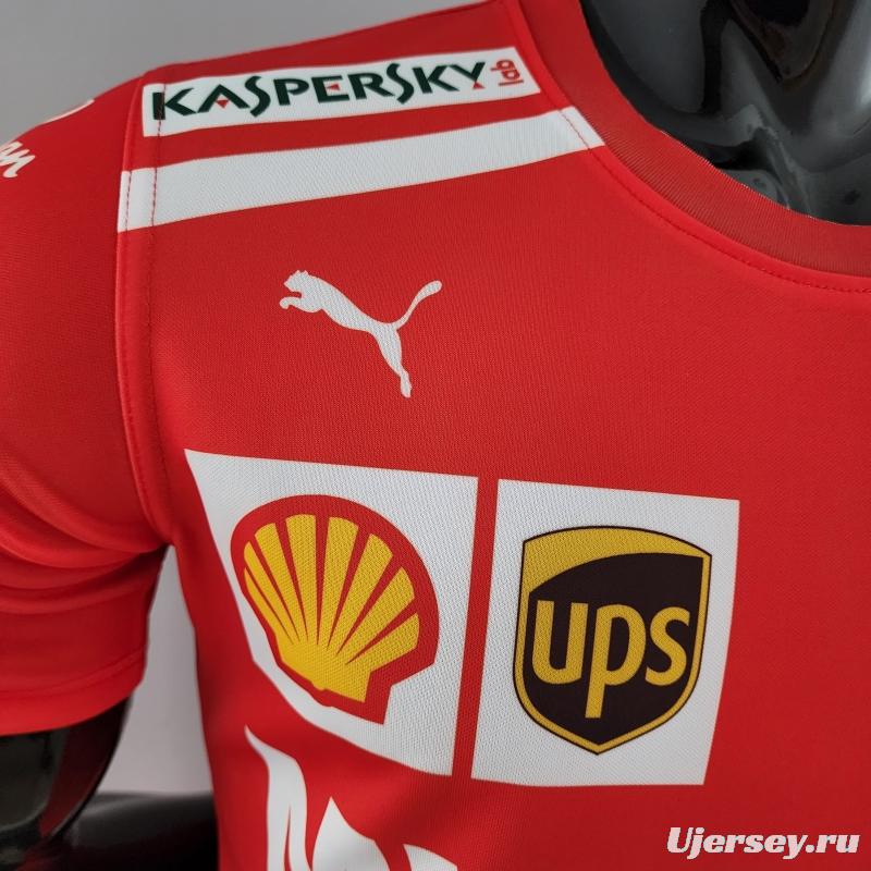2022 F1 Ferrari  RED T-shirts Full Sponsor #0007