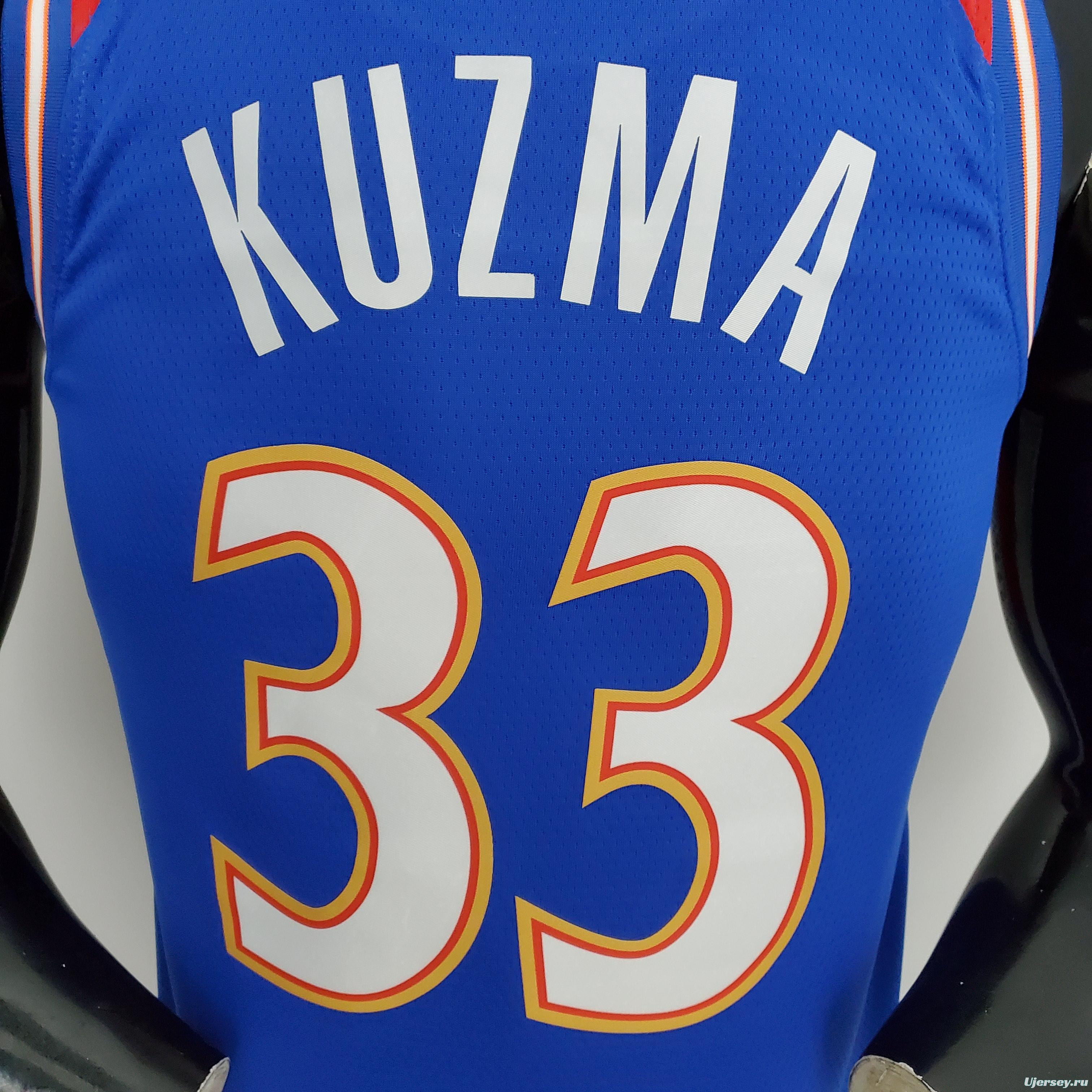 2022 Season Washington Wizards Kuzma #33 Talent City Edition Blue Red NBA Jersey