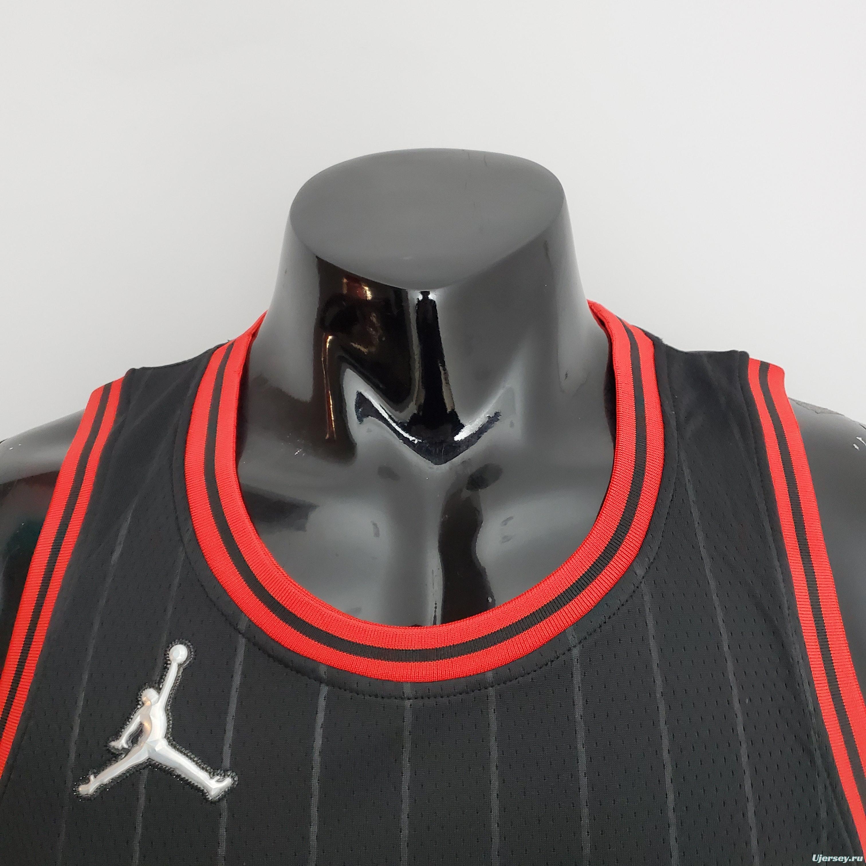 75th Anniversary Rodman#91 Bulls Flyers Black NBA Jersey