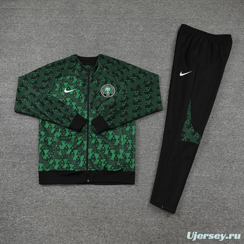 2022 Nigeria Green Full Zipper Jacket+Long Pants