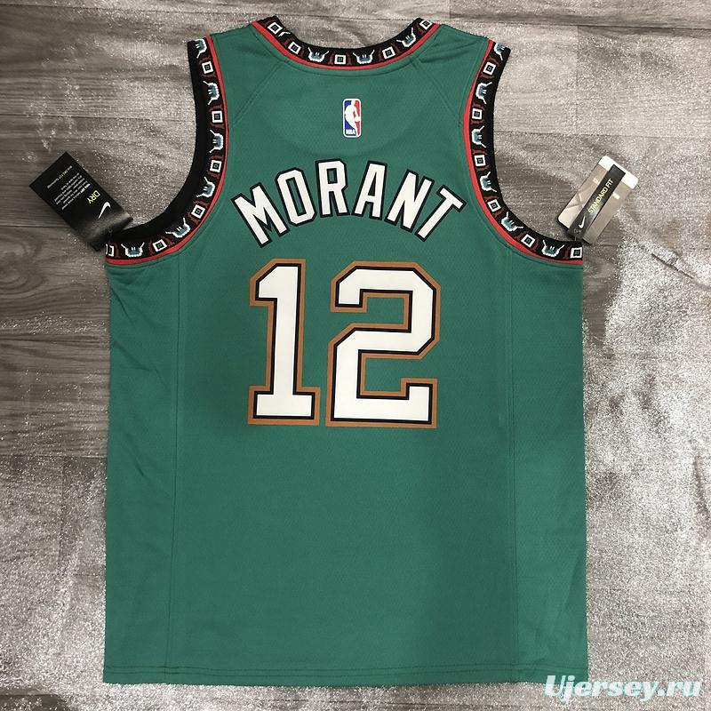 NBA Heat Pressed Men's Green Memphis Grizzlies #12 Ja Morant Basketball Jersey